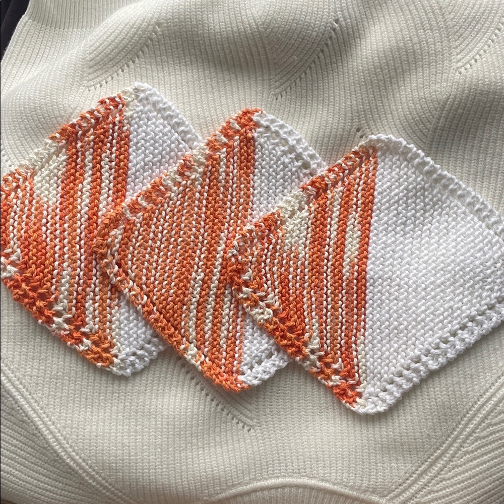 Bundle of 3 “Porcelain Orange Stripe” Dish Cloths - Picture 6 of 7